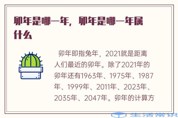 卯年是哪一年，卯年是哪一年属什么